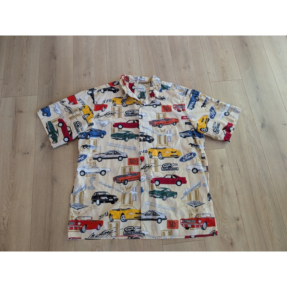 Reyn SPOONER Ford Mustang Heritage‎ Hawaiian Style Men's Shirt Size 2XL XXL